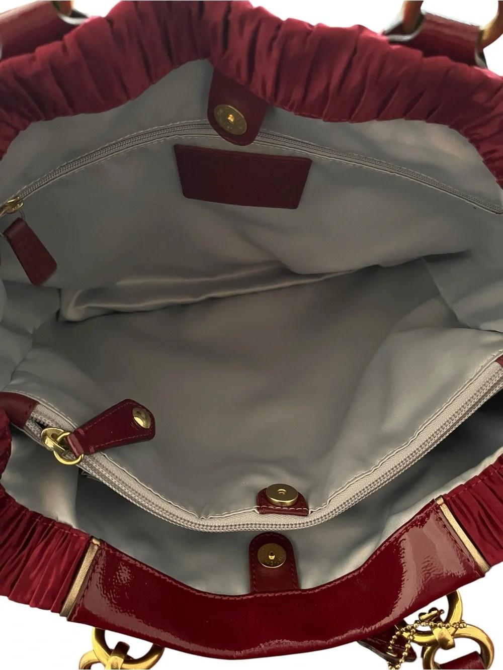 Coach Ashley Satin Ruched Satchel with Gold Hardware